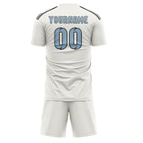 Custom White Light Blue Soccer Set