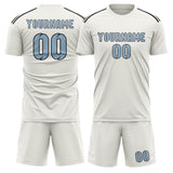 Custom White Light Blue Soccer Set