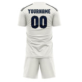Custom White Blue Soccer Set