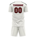 Custom White Crimson Red Soccer Set
