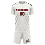 Custom White Crimson Red Soccer Set