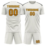 Custom White Yellow Soccer Set