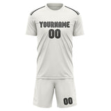 Custom White Dark Grey Soccer Set
