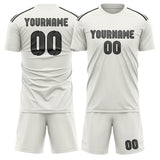 Custom White Dark Grey Soccer Set