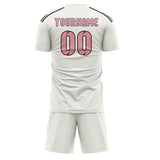 Custom White Light Pink Soccer Set