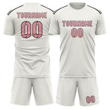 Custom White Light Pink Soccer Set