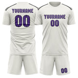 Custom White Light Purple Soccer Set