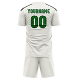 Custom White Emerald Green Soccer Set
