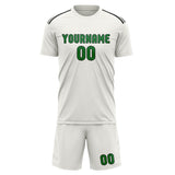 Custom White Emerald Green Soccer Set