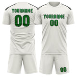 Custom White Emerald Green Soccer Set