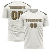 Custom White Light Khaki Soccer Jersey