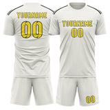 Custom White Light Yellow Soccer Set