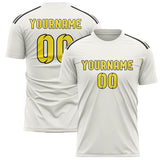 Custom White Light Yellow Soccer Jersey