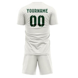 Custom White Green Soccer Set