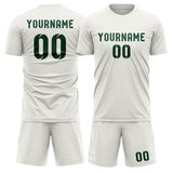 Custom White Green Soccer Set