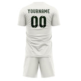 Custom White Dark Green Soccer Set
