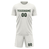 Custom White Dark Green Soccer Set