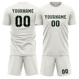 Custom White Dark Green Soccer Set