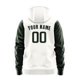 Custom White Dark Green Hoodie 1818060618B31806