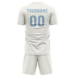 Custom White Light Blue Soccer Set