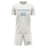 Custom White Light Blue Soccer Set