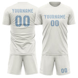 Custom White Light Blue Soccer Set