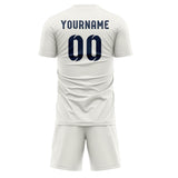 Custom White Blue Soccer Set
