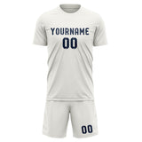 Custom White Blue Soccer Set