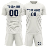 Custom White Blue Soccer Set