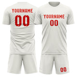 Custom White Orange Red Soccer Set