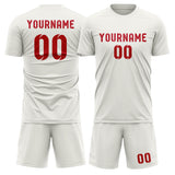 Custom White Red Soccer Set