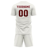 Custom White Crimson Red Soccer Set