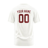 Custom White Crimson Red T-Shirt