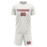 Custom White Crimson Red Soccer Set