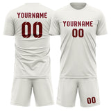Custom White Crimson Red Soccer Set