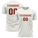 Custom White Coral Red Soccer Jersey