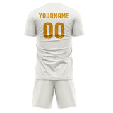 Custom White Yellow Soccer Set