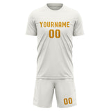 Custom White Yellow Soccer Set