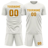 Custom White Yellow Soccer Set