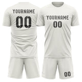 Custom White Dark Grey Soccer Set