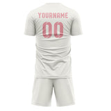 Custom White Light Pink Soccer Set