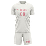 Custom White Light Pink Soccer Set