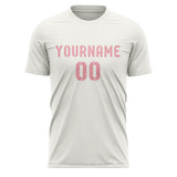 Custom White Light Pink Soccer Jersey