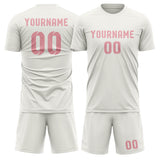 Custom White Light Pink Soccer Set