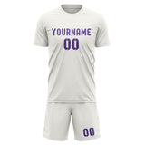 Custom White Light Purple Soccer Set