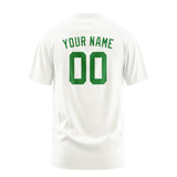 Custom White Emerald Green T-Shirt