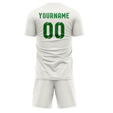 Custom White Emerald Green Soccer Set