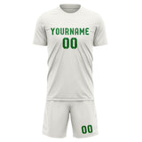 Custom White Emerald Green Soccer Set