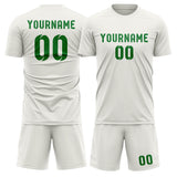 Custom White Emerald Green Soccer Set