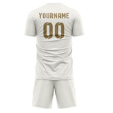 Custom White Light Khaki Soccer Set